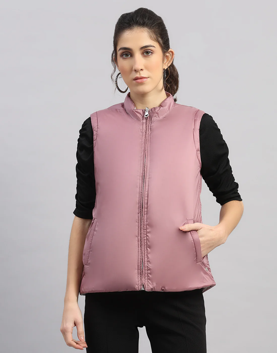 Women Navy Blue Solid Hooded Full Sleeve Jacket - Image 12