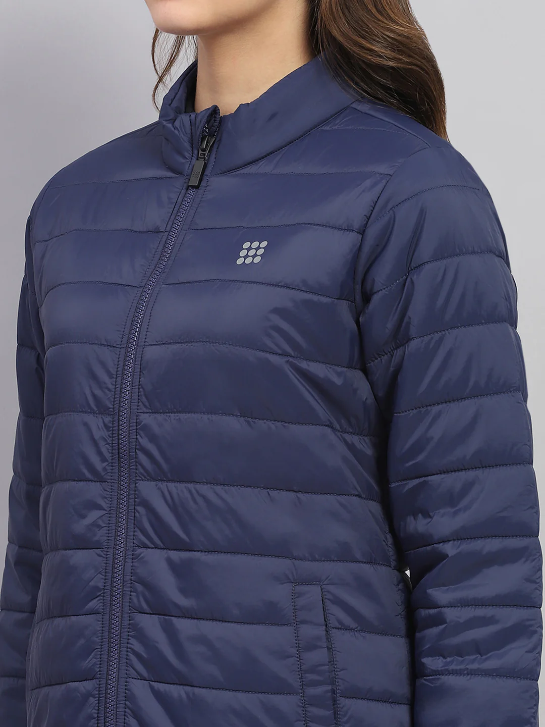 Rock.it Women Navy Blue Solid Mock Neck Full Sleeve Jacket - Image 6