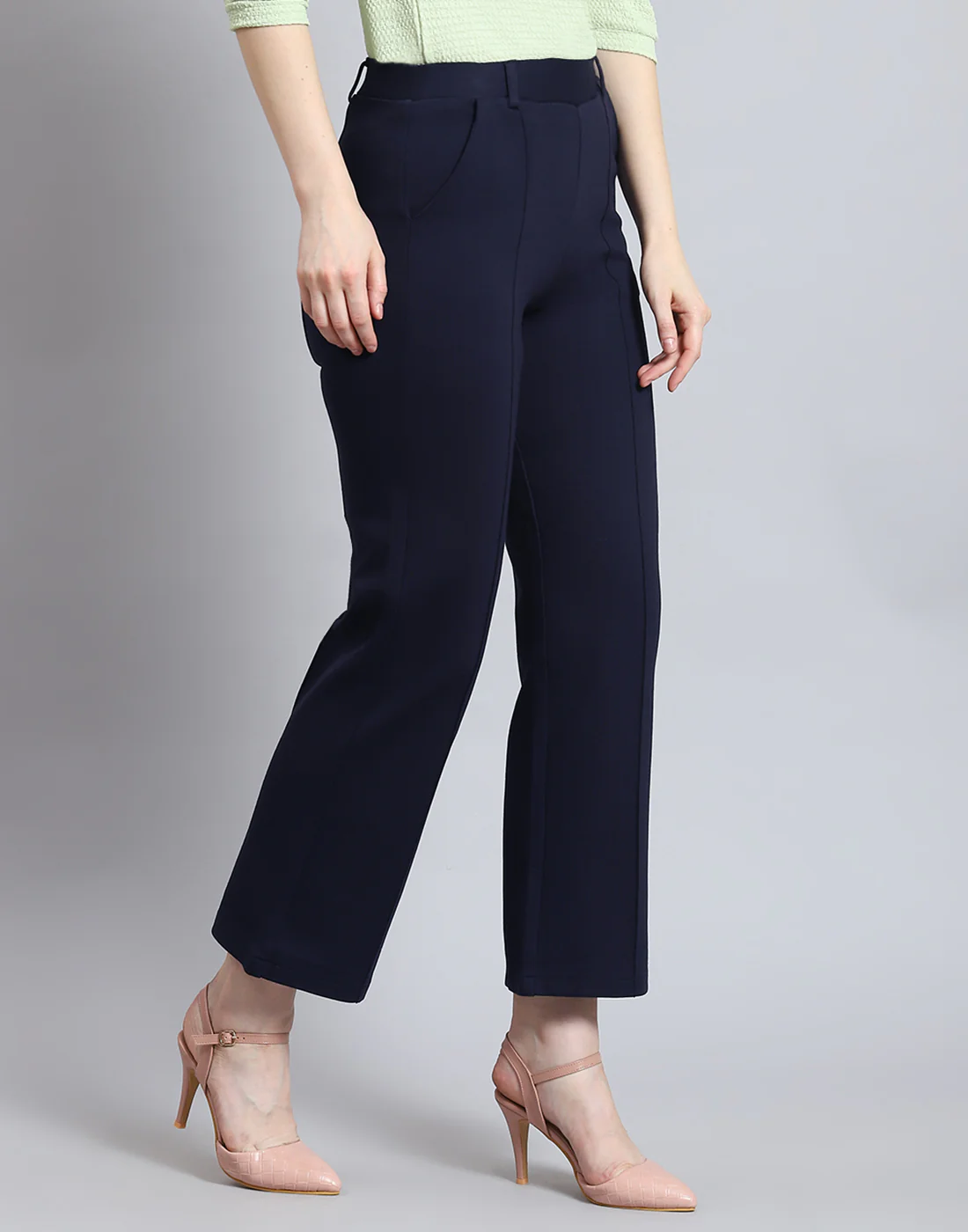 Women Navy Blue Solid Regular Fit Jegging - Image 4