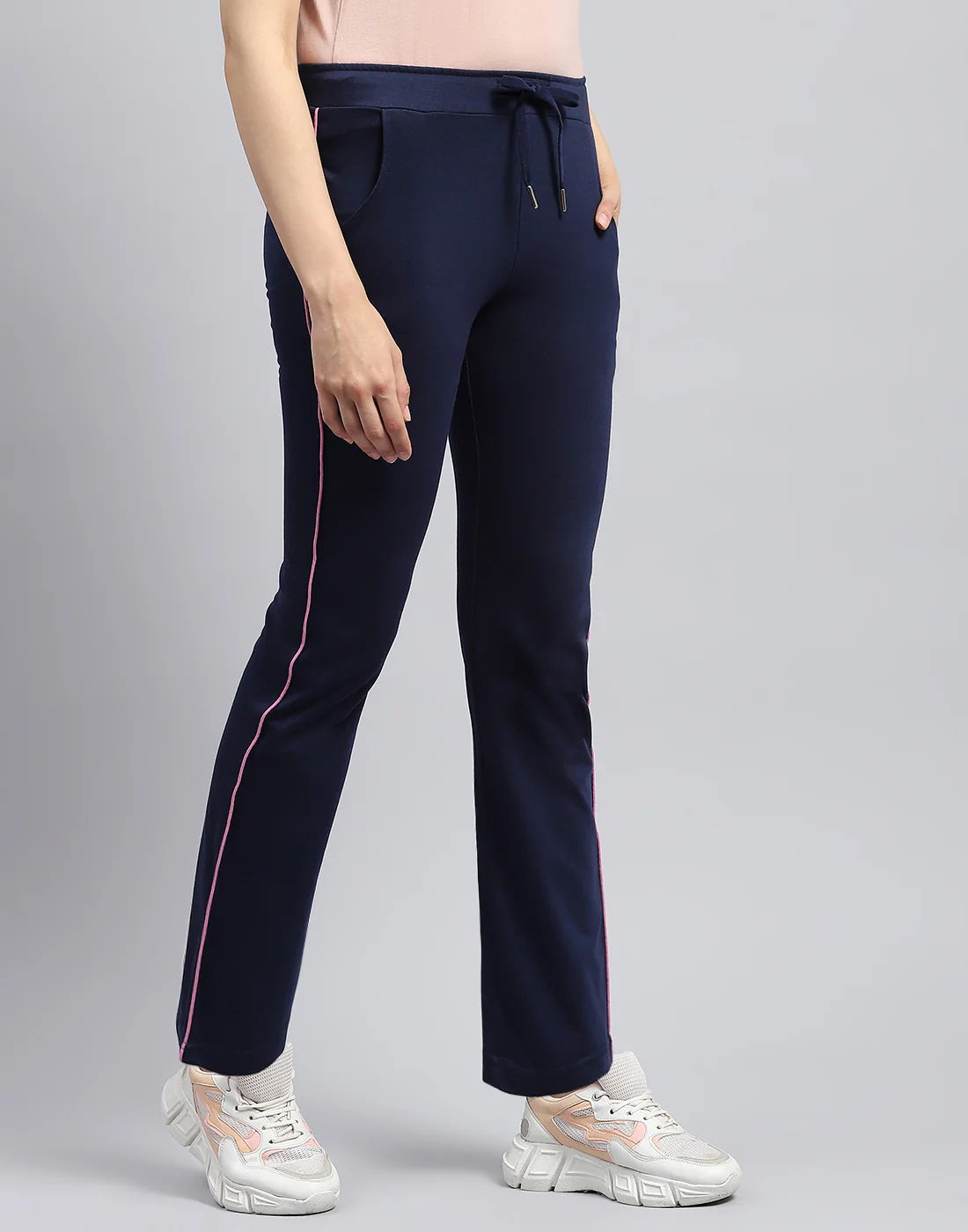 Women Navy Blue Solid Regular Fit Lower - Image 4