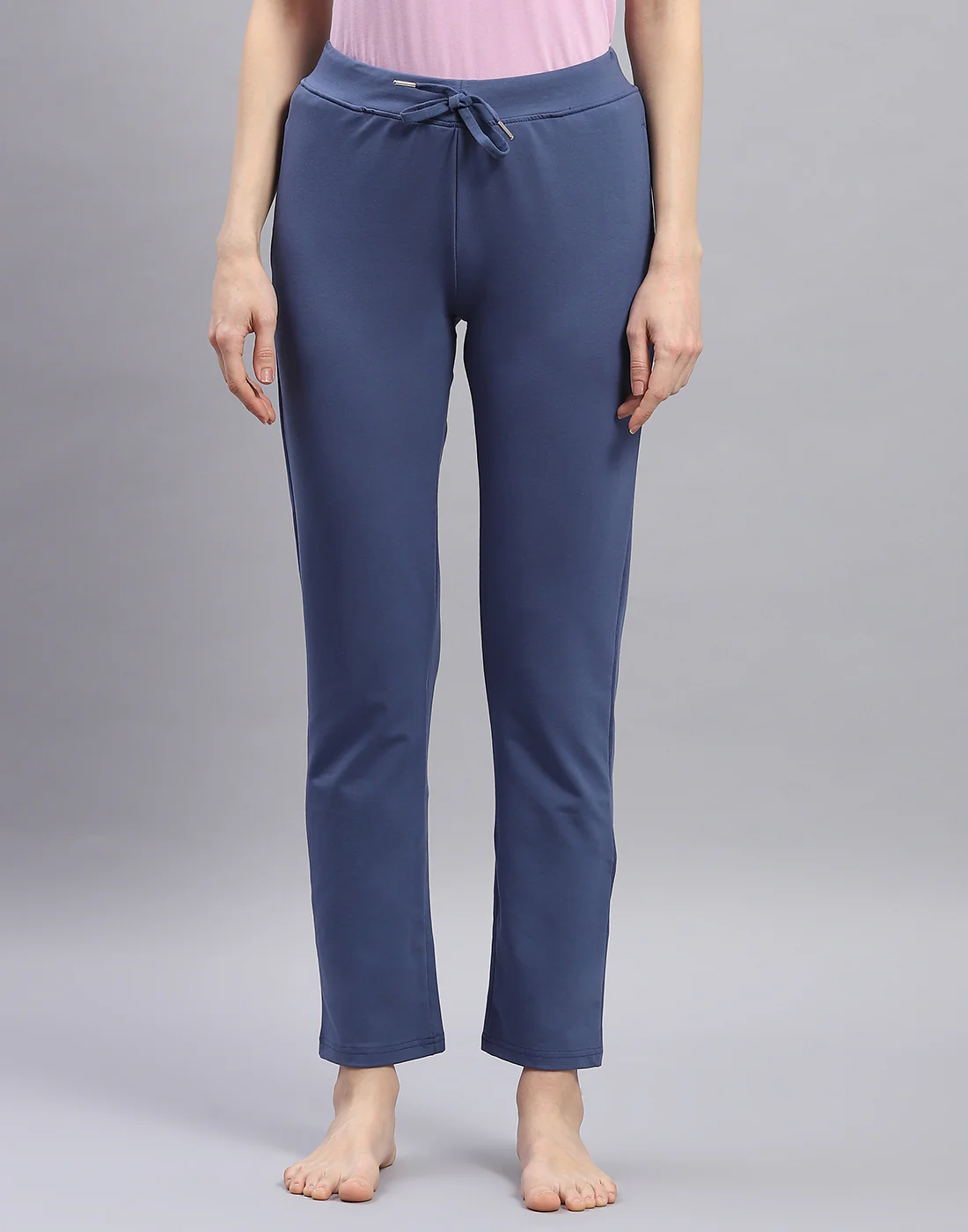 Women Navy Blue Solid Regular Fit Lower - Image 3