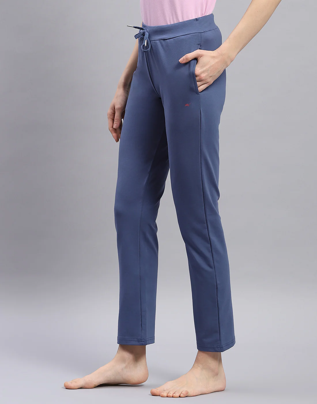 Women Navy Blue Solid Regular Fit Lower - Image 4