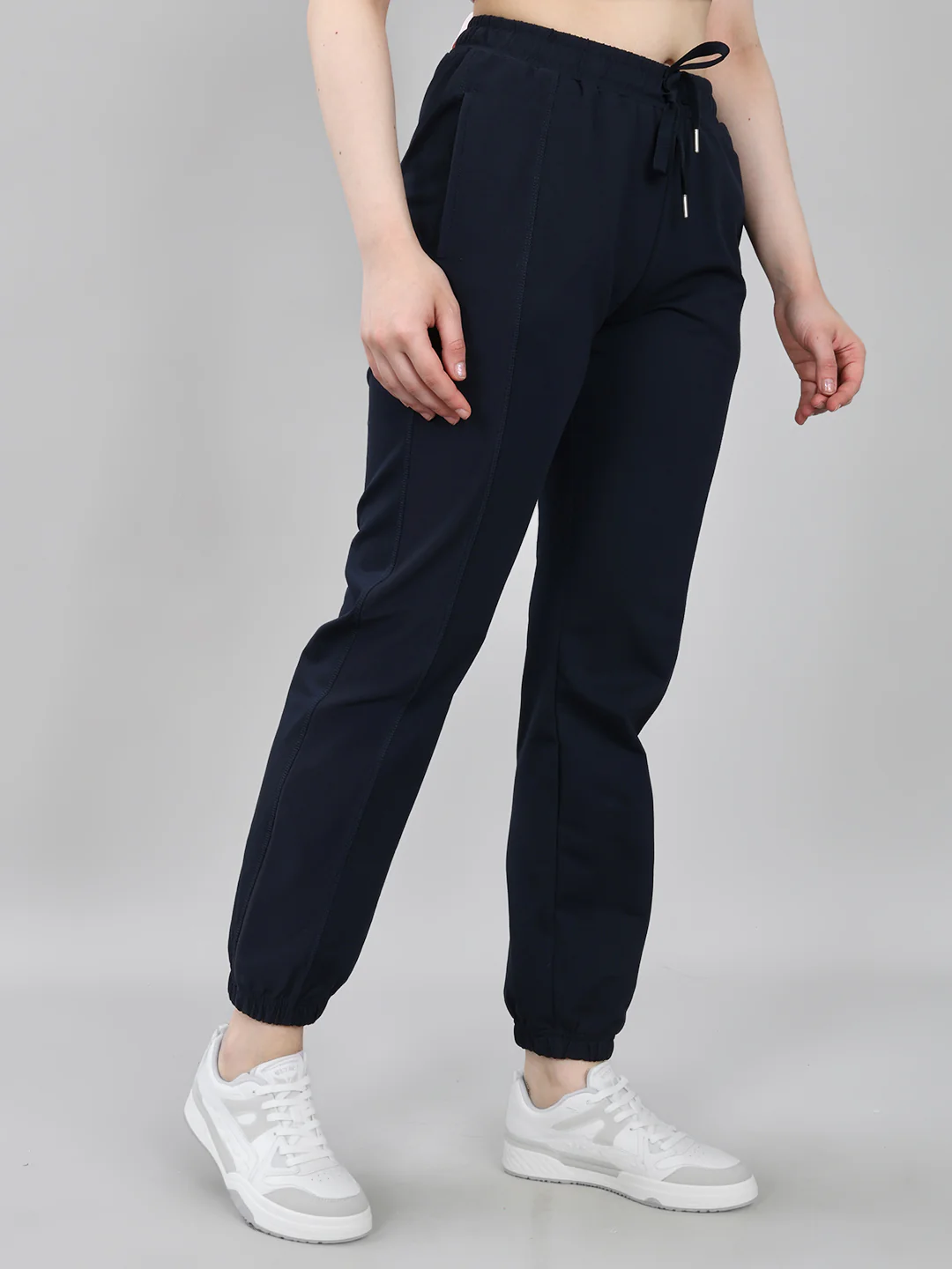 Women Navy Blue Solid Regular Fit Lower - Image 3
