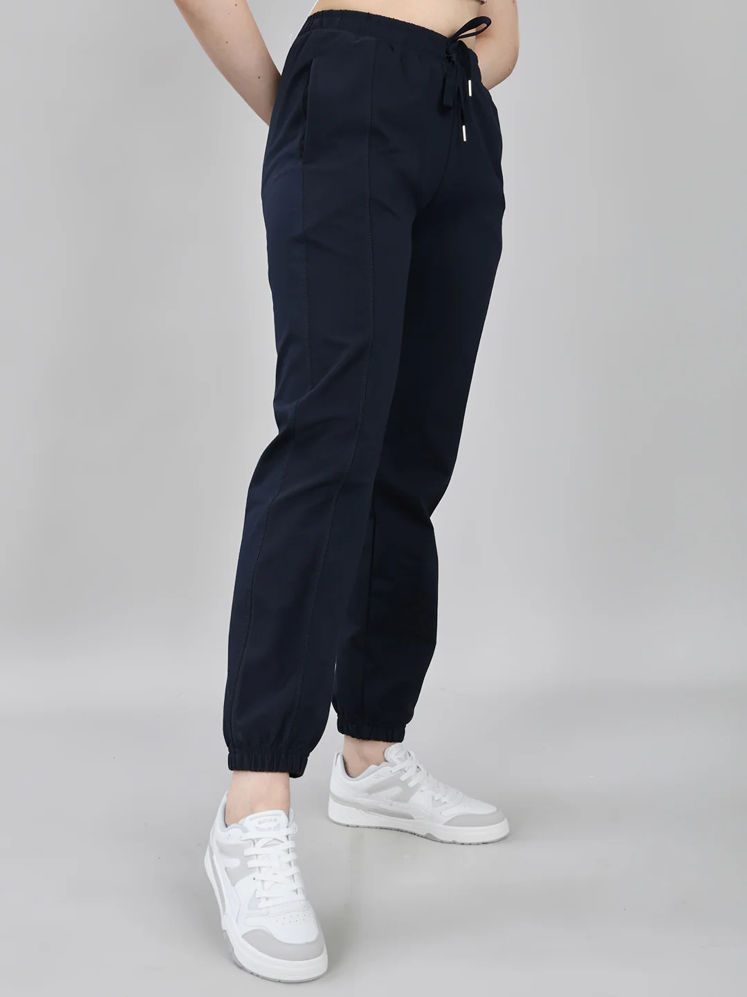 Women Navy Blue Solid Regular Fit Lower - Image 4