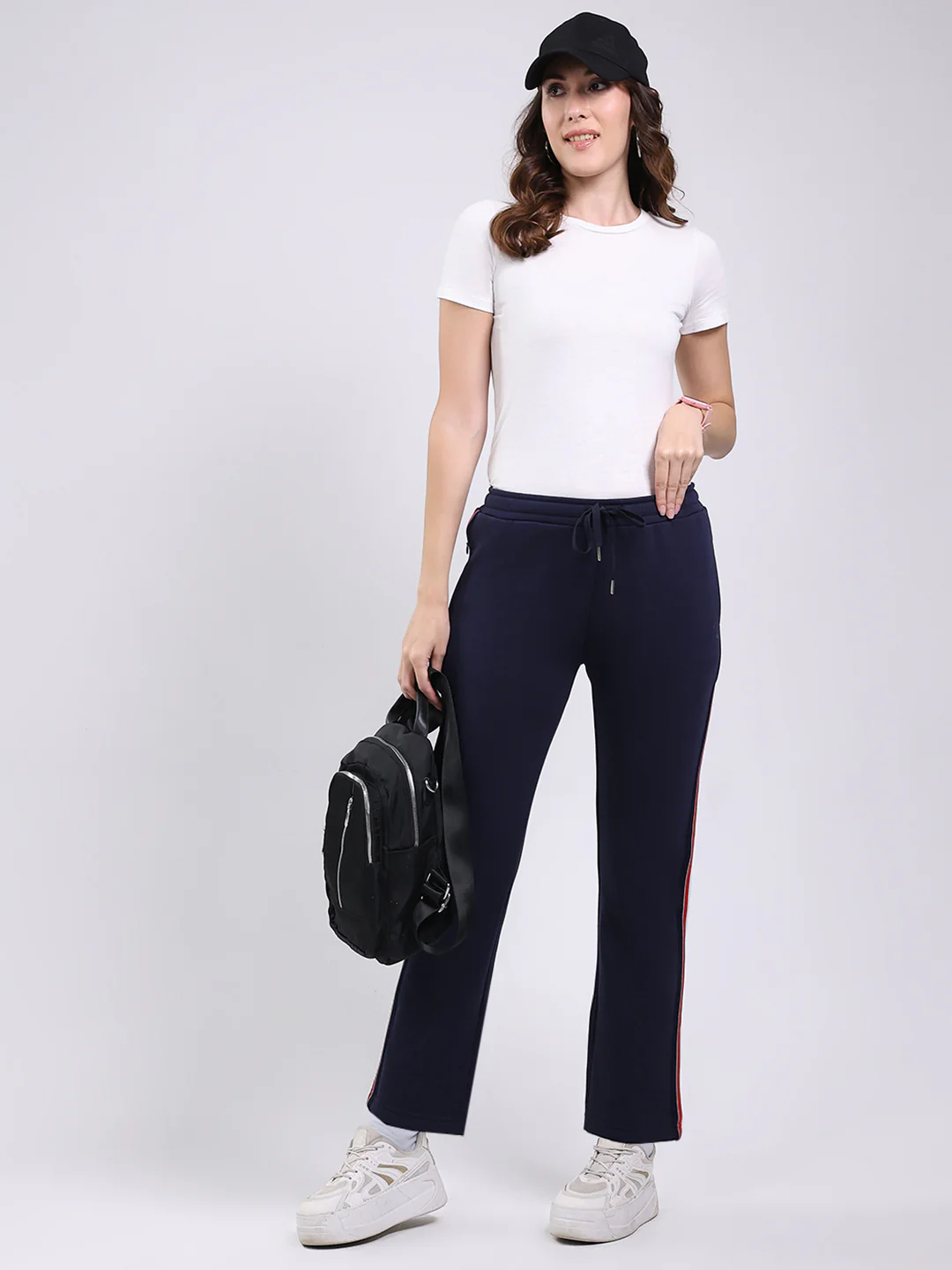 Women Navy Blue Solid Regular Fit Winter Lower - Image 2