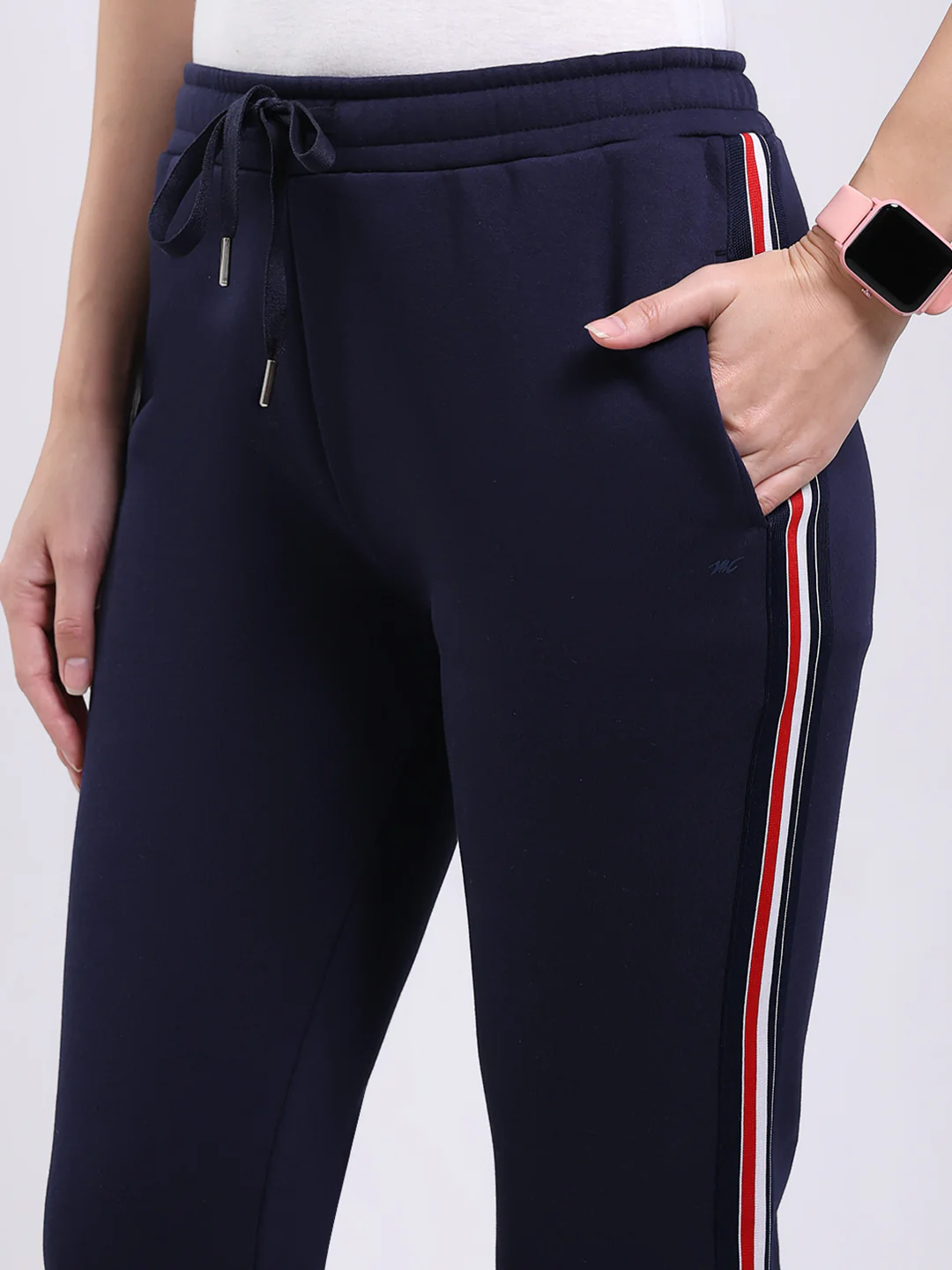 Women Navy Blue Solid Regular Fit Winter Lower - Image 6