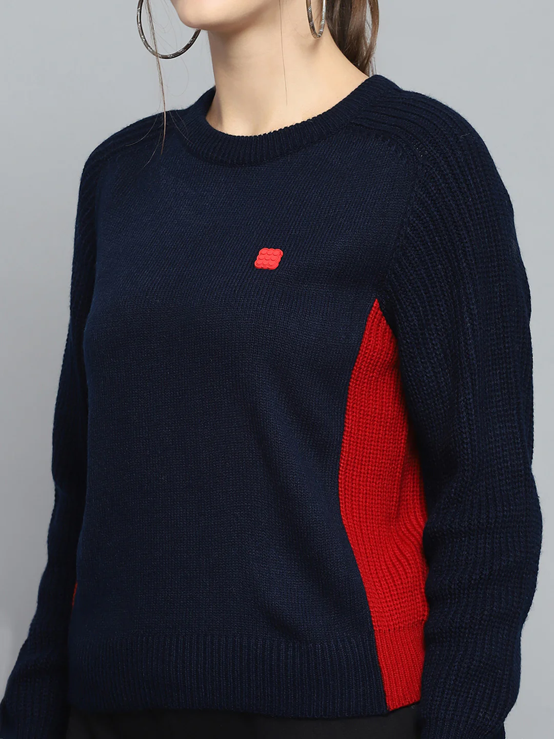 Rock.it Women Navy Blue Solid Round Neck Full Sleeve Pullover - Image 6