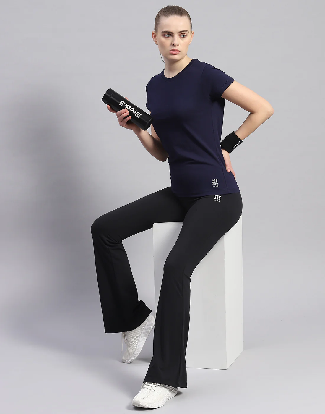 Rock.it Women Navy Blue Solid Round Neck Half Sleeve Top - Image 2