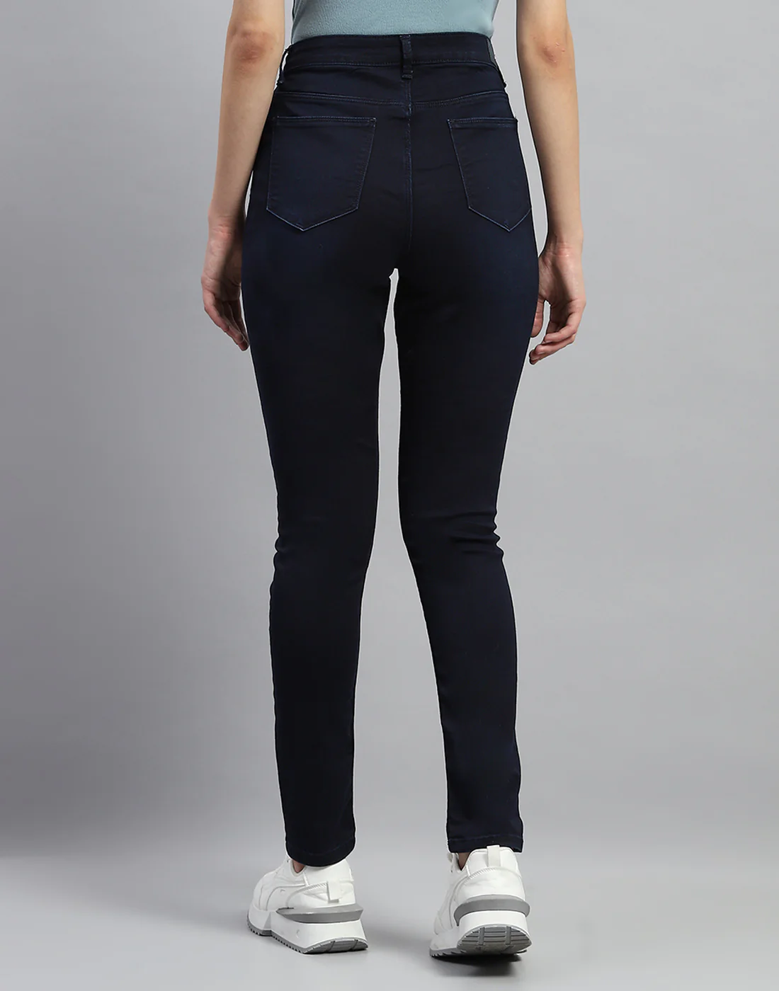 Women Navy Blue Solid Slim Fit Denim - Image 5