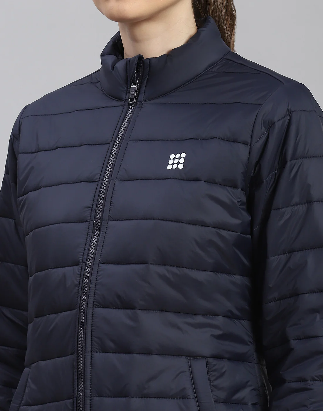 Rock.it Women Navy Blue Solid Stand Collar Full Sleeve Jacket - Image 6