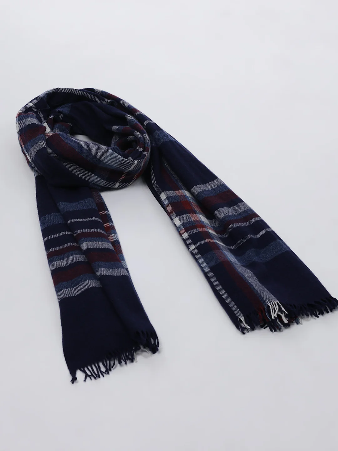 Women Navy Blue Solid Wool Blend Stole - Image 6