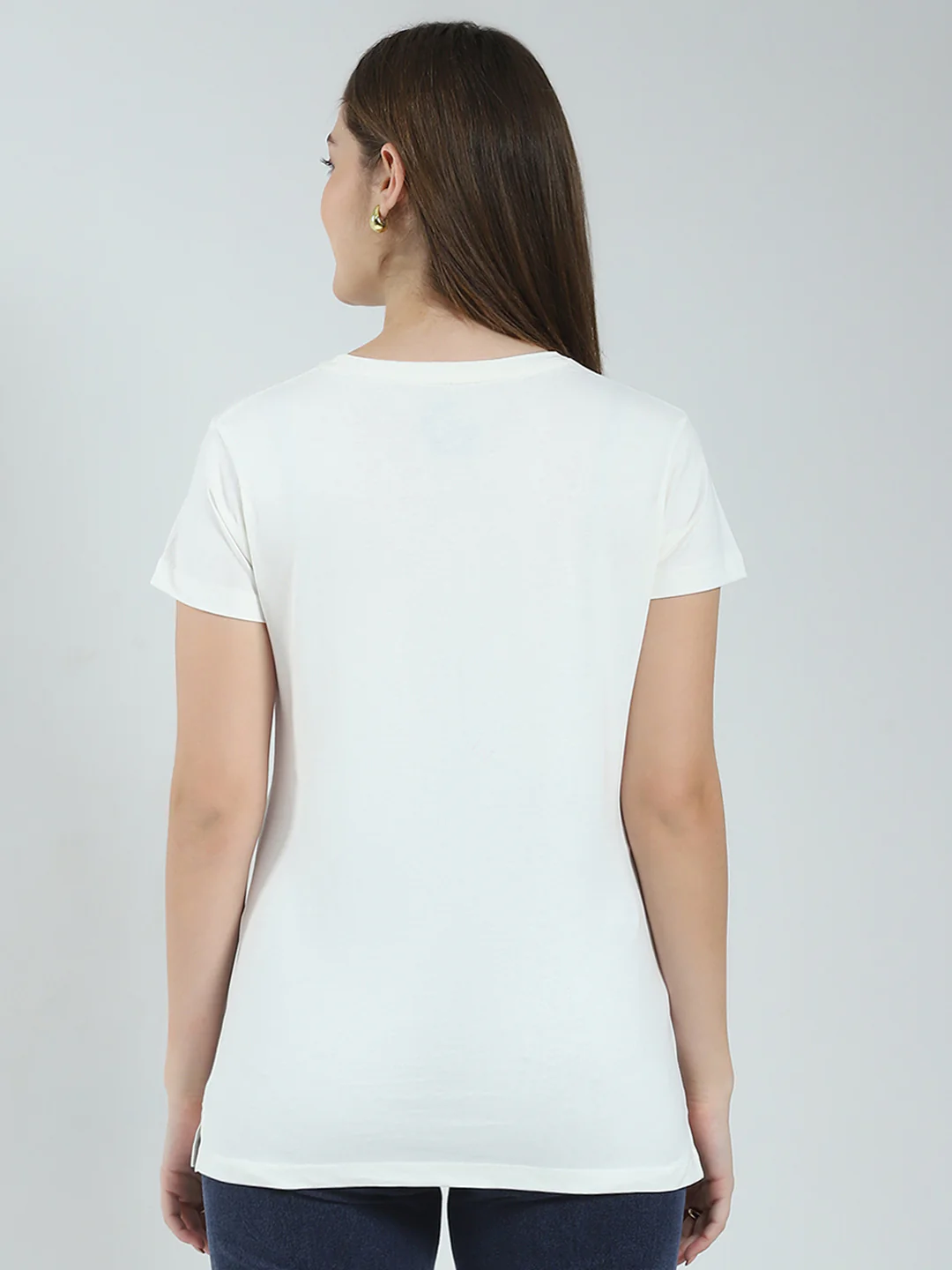 Women Off White & Blue Printed Round Neck Half Sleeve Top (Pack of 2) - Image 6