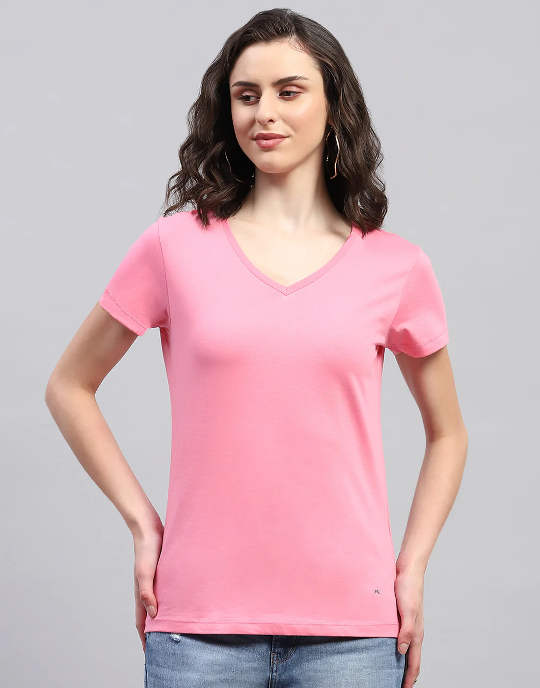 Women Off White & Pink Solid V Neck Half Sleeve Top (Pack of 2) - Image 3