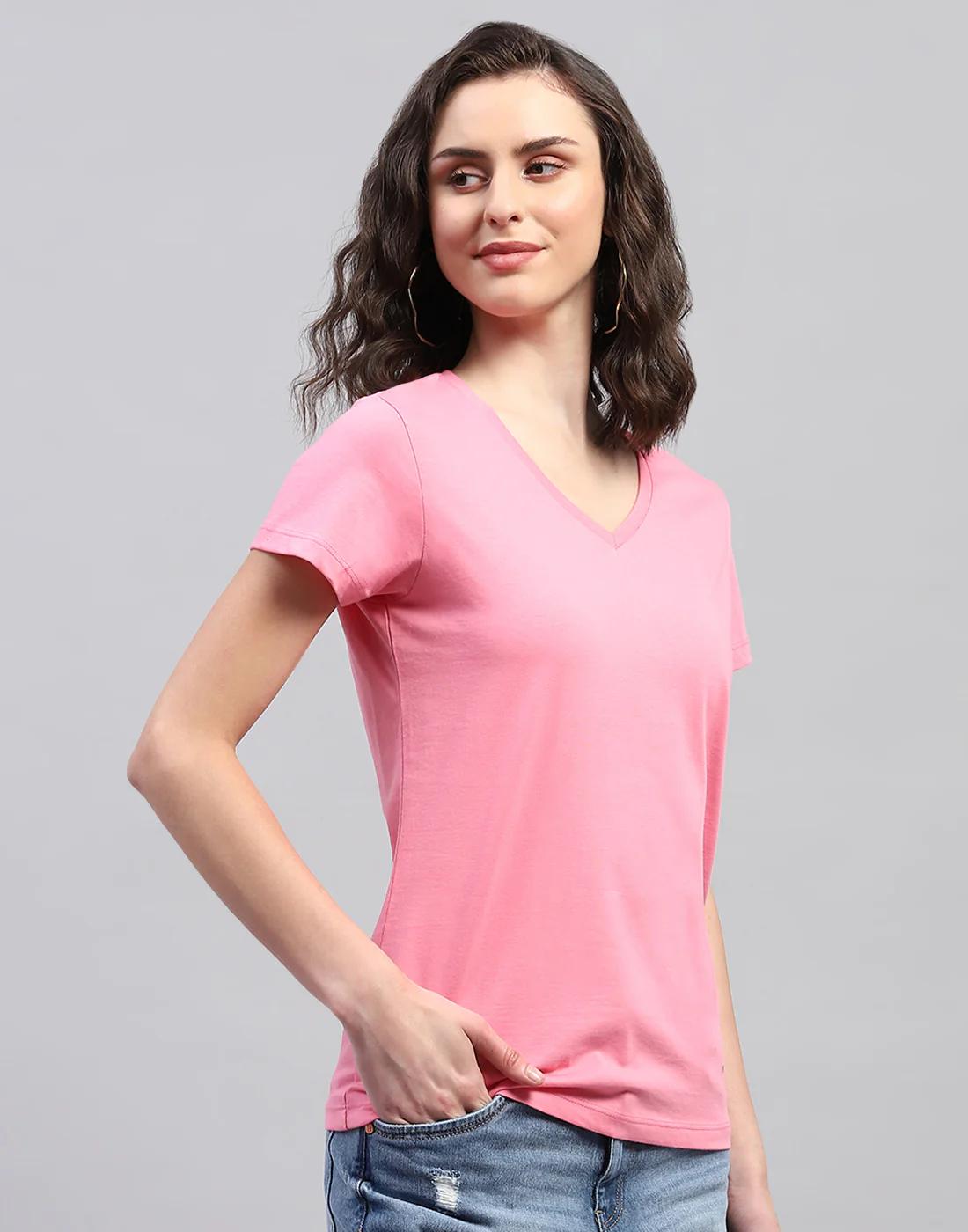 Women Off White & Pink Solid V Neck Half Sleeve Top (Pack of 2) - Image 5