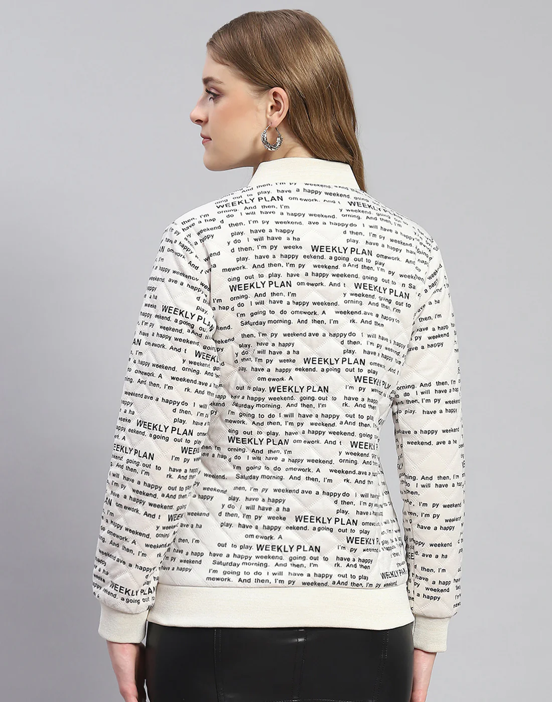 Women Off White Printed Mandarin Collar Full Sleeve Jacket - Image 5