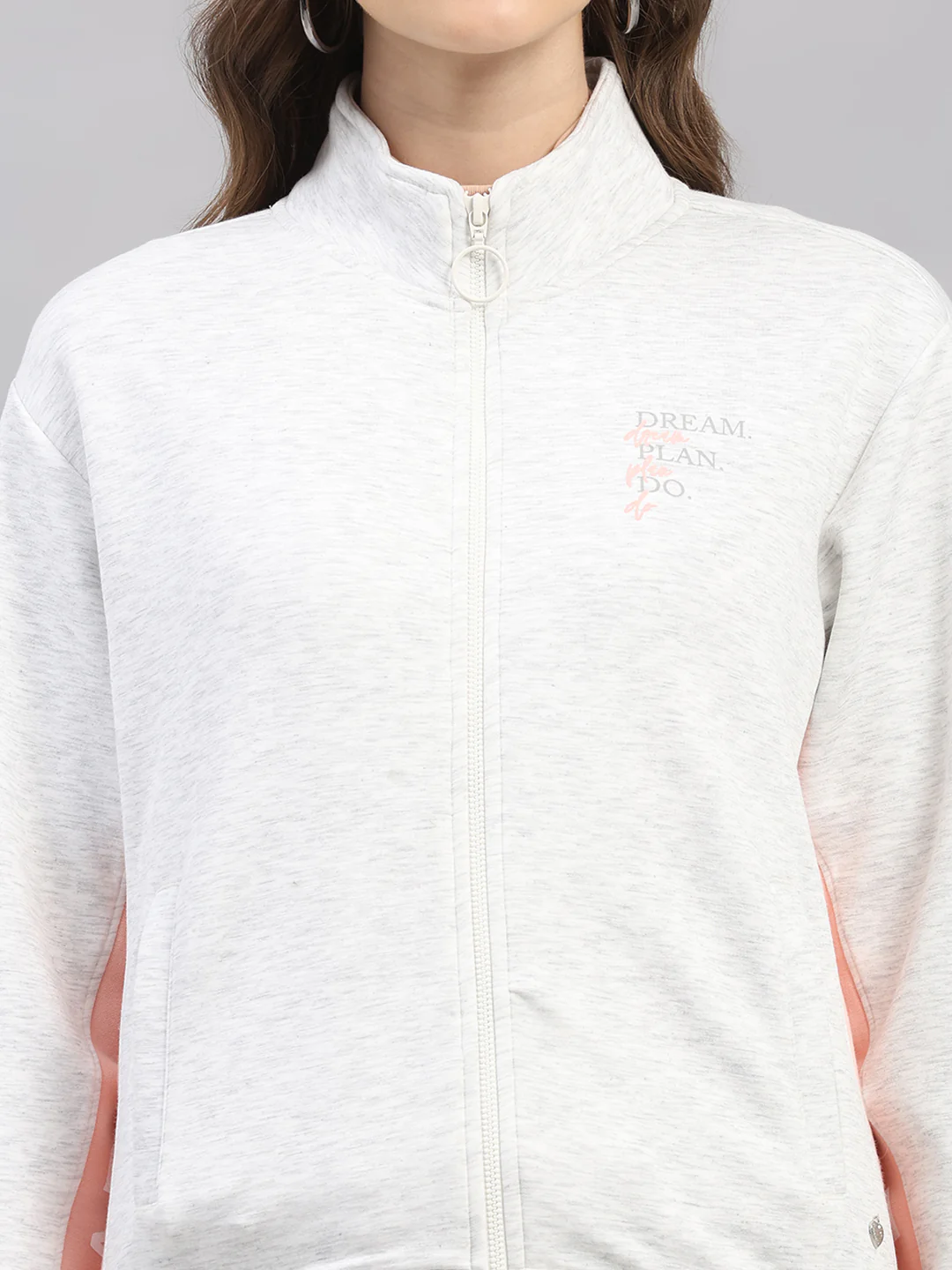 Women Off White Printed Mock Neck Full Sleeve Winter Tracksuit - Image 8