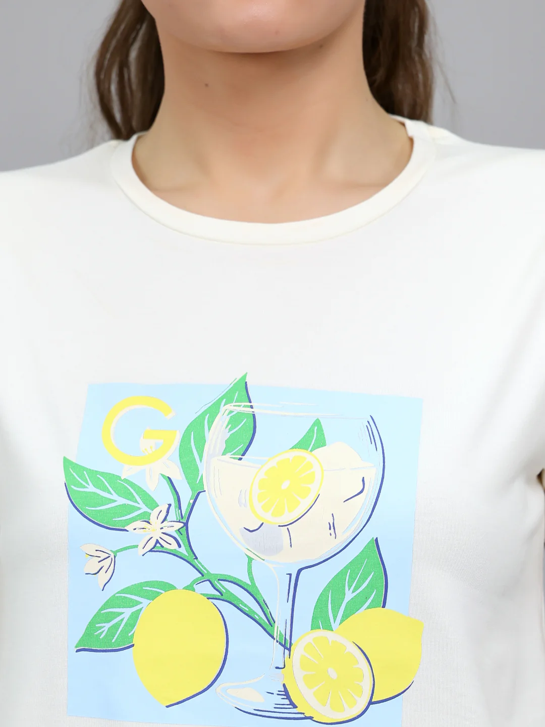Women Off White Printed Round Neck Half Sleeve Lower Set - Image 5