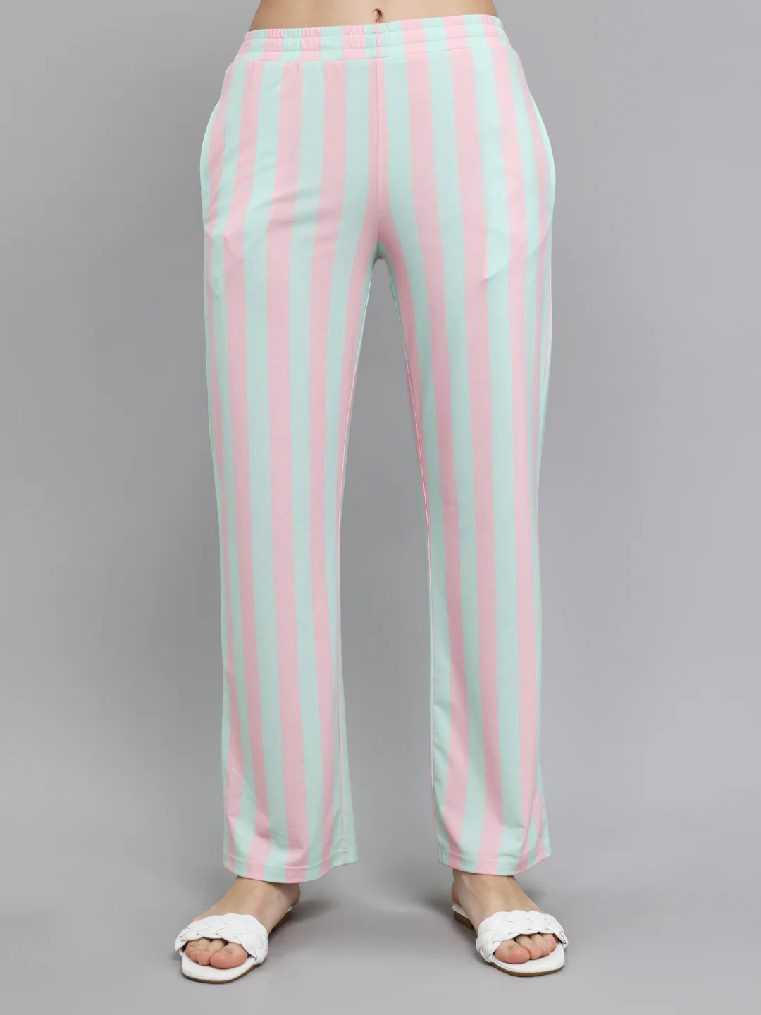 Women Off White Printed Round Neck Half Sleeve Lower Set - Image 7