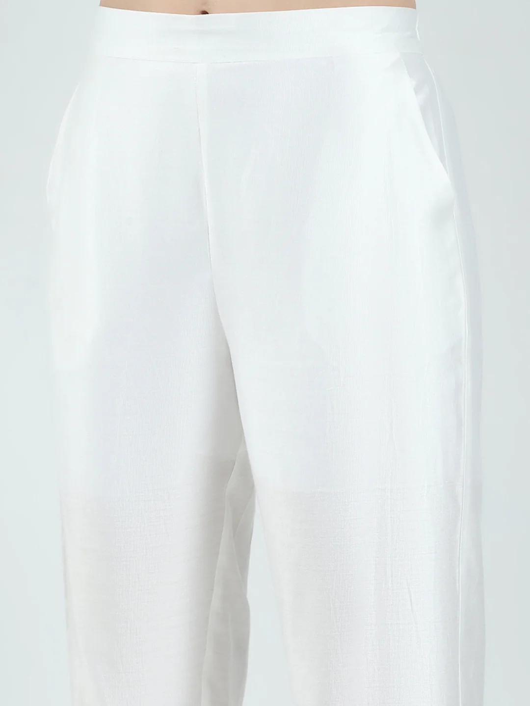 Women Off White Printed Round Neck Sleeveless 3 Pcs Cords Set - Image 11