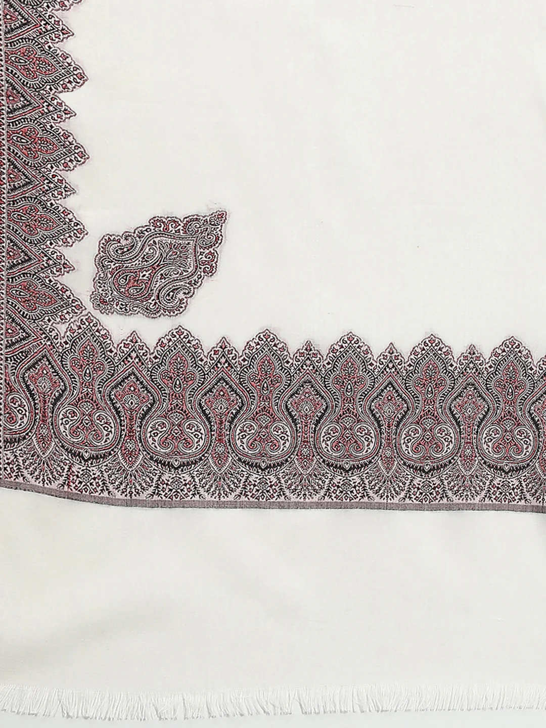Women Off White Self Design Shawl - Image 6