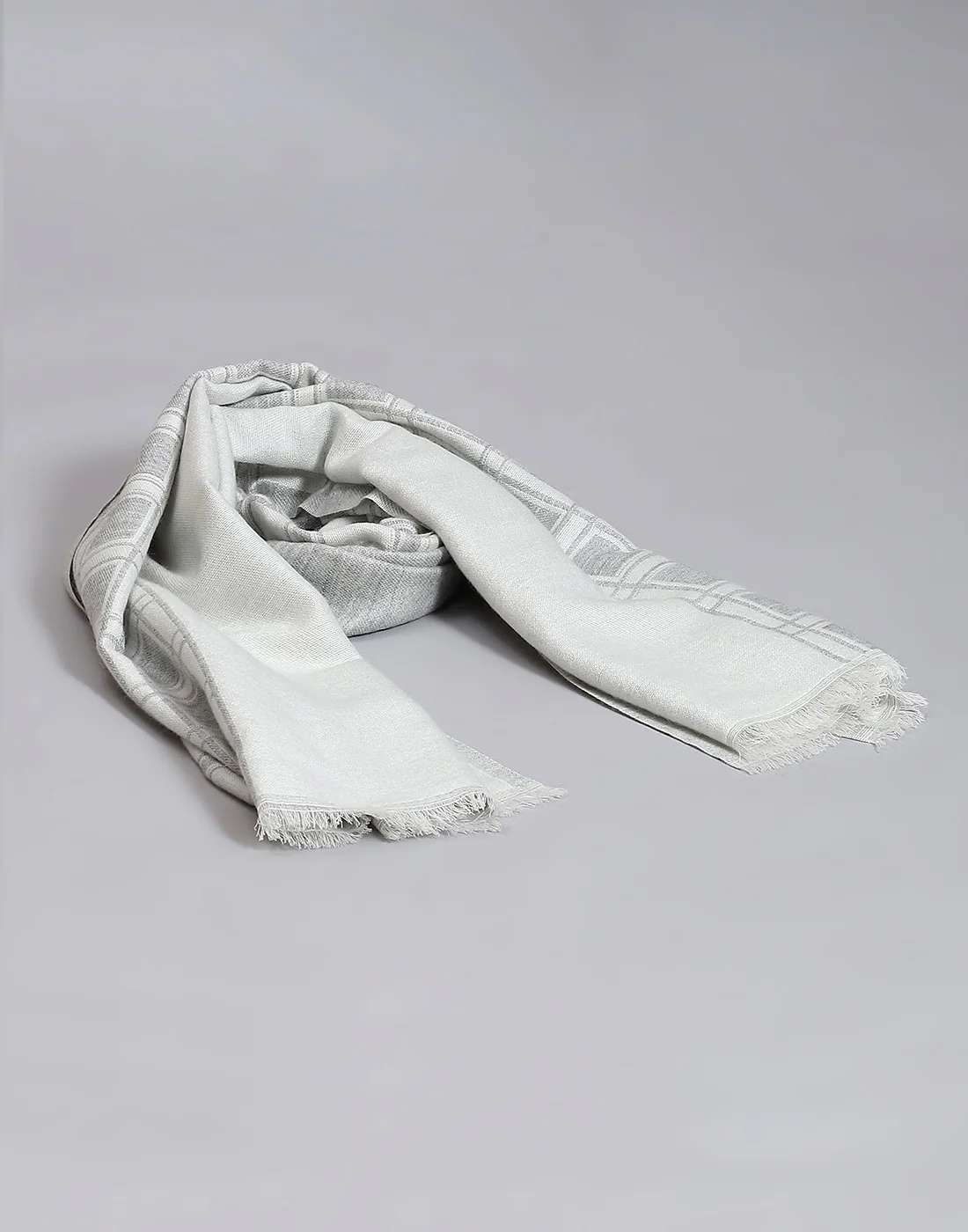 Women Off White Self Design Stole