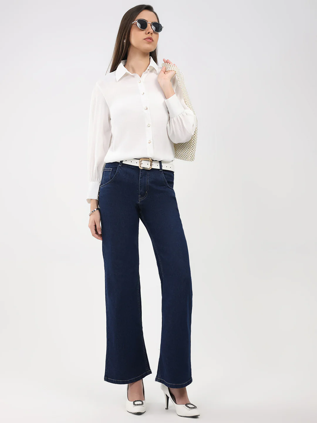Women Off White Solid Front Open Full Sleeve Winter Top - Image 2