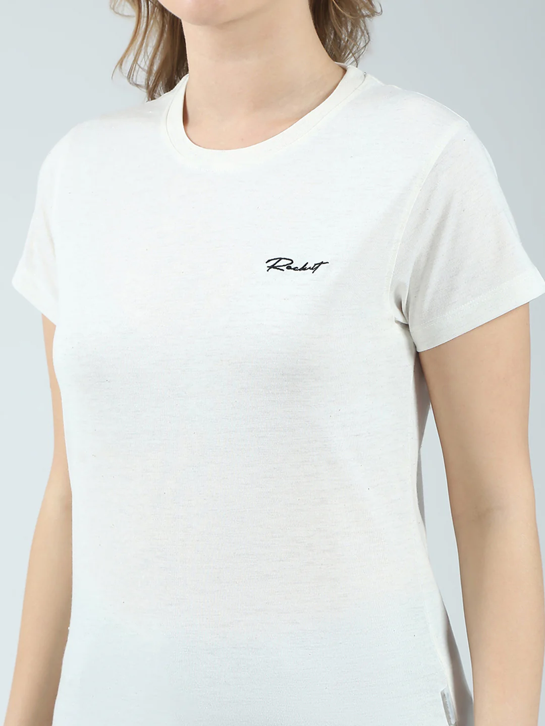 Rock.it Women Off White Solid Round Neck Half Sleeve Top - Image 7