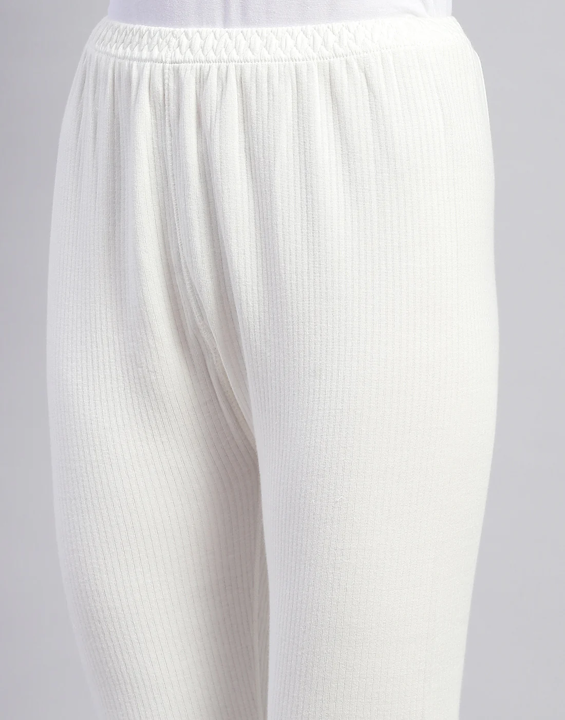 Women Off White Solid Thermal Lower - Image 6