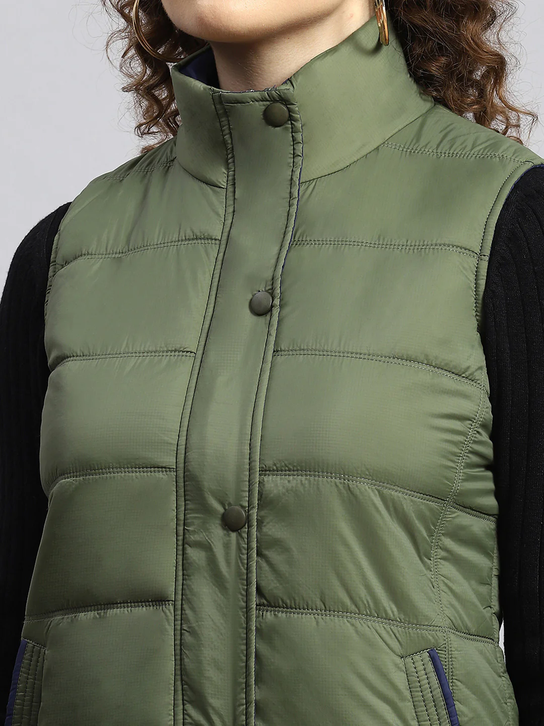 Women Olive Printed Jacket - Image 6