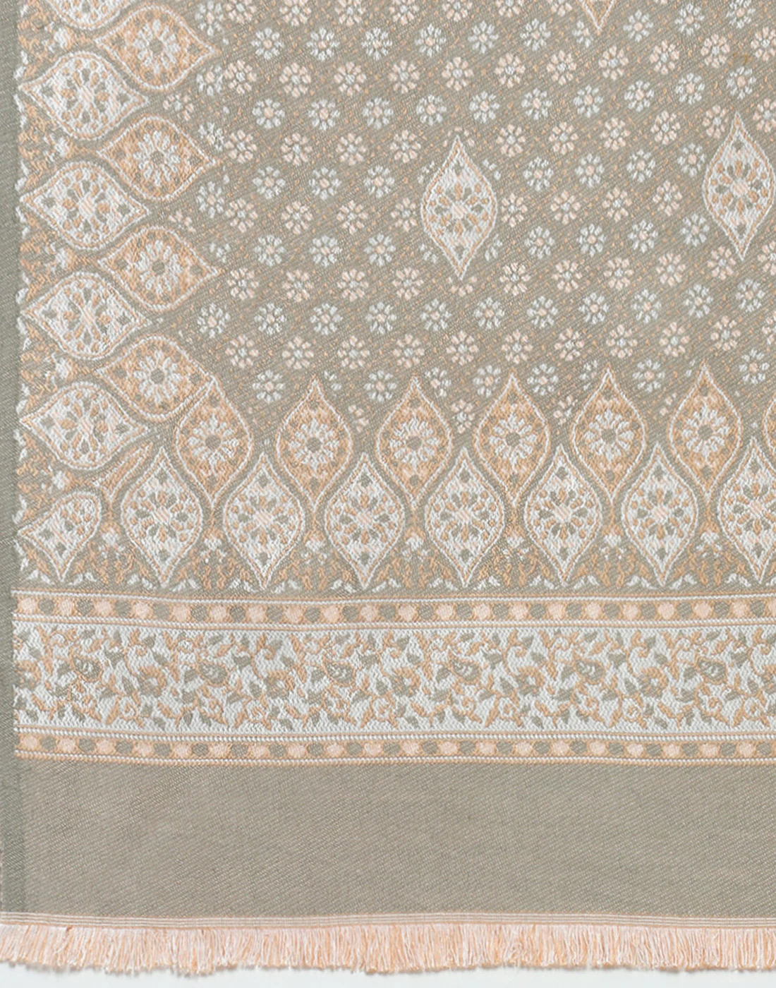 Women Olive Self Design Stole - Image 7