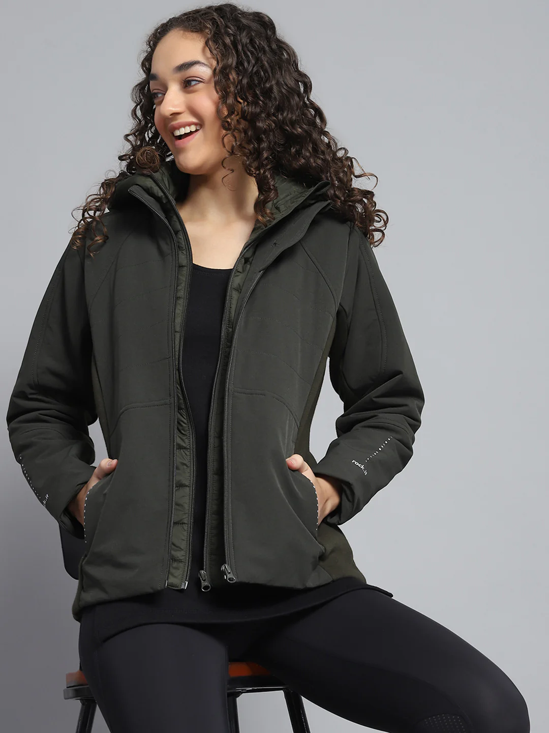 Rock.it Women Olive Solid Detachable Hood Full Sleeve Jacket - Image 6