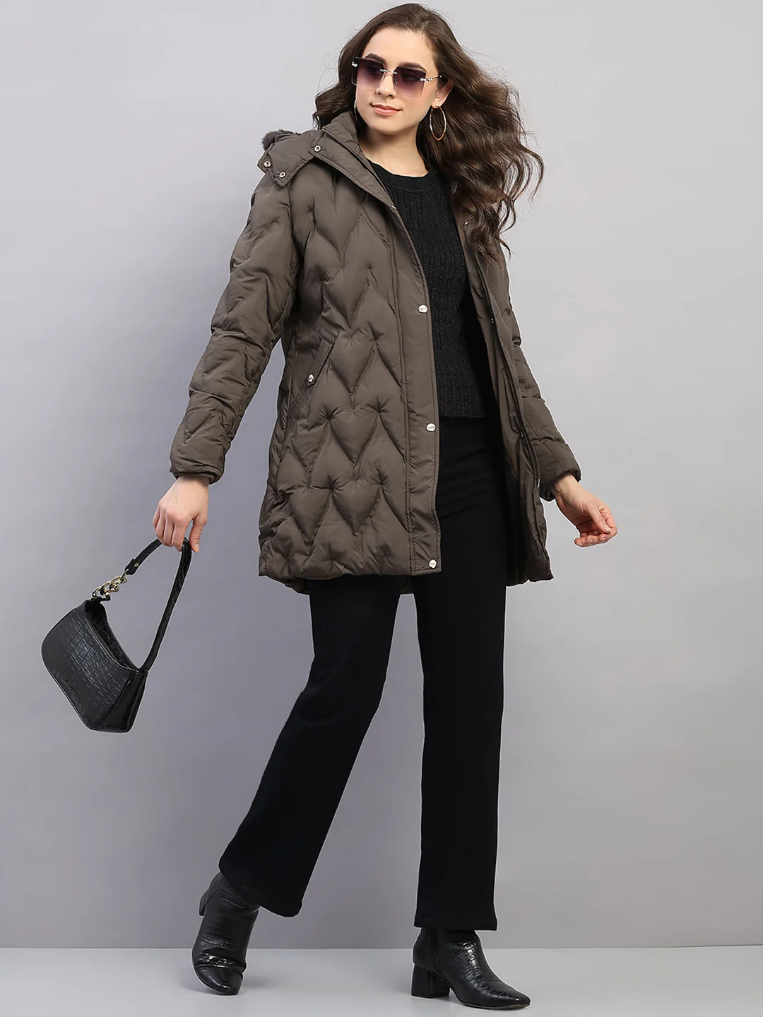 Women Olive Solid Hooded Full Sleeve Jacket - Image 2