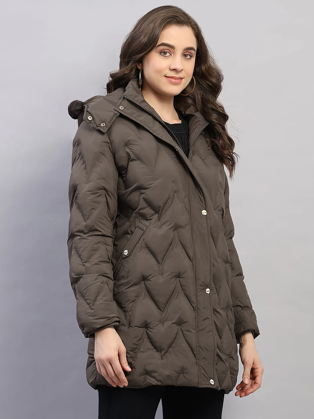 Women Olive Solid Hooded Full Sleeve Jacket - Image 4