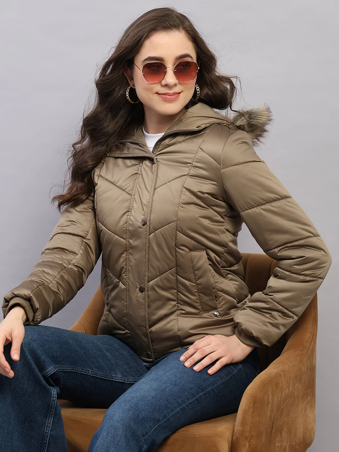 Women Olive Solid Hooded Full Sleeve Jacket - Image 7
