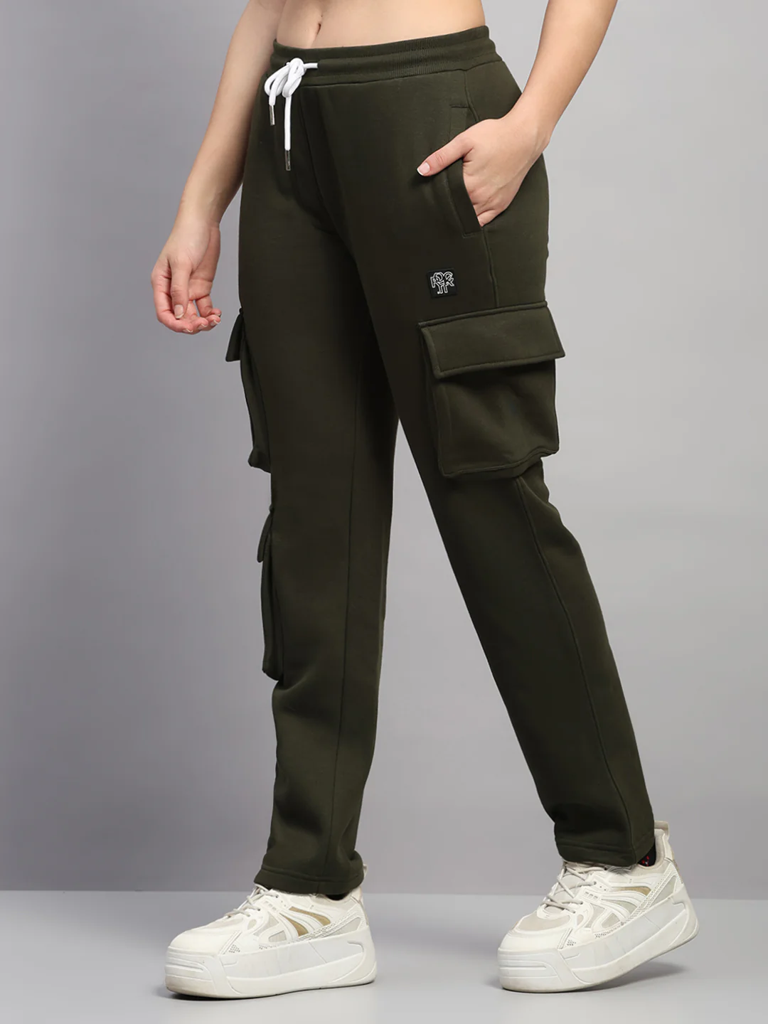 Rock.it Women Olive Solid Hooded Full Sleeve Winter Tracksuit - Image 7