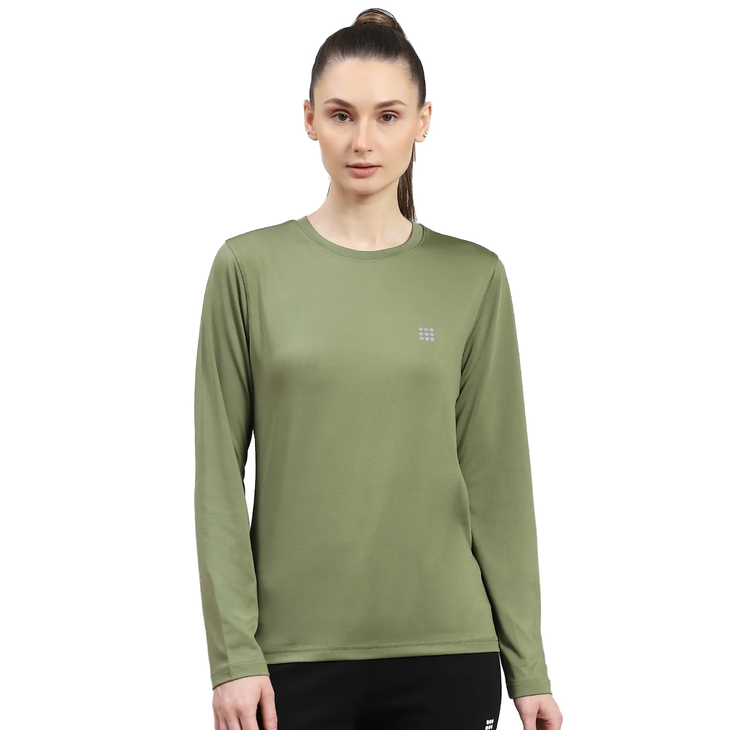 Rock.it Women Olive Solid Round Neck Full Sleeve Top - Image 5
