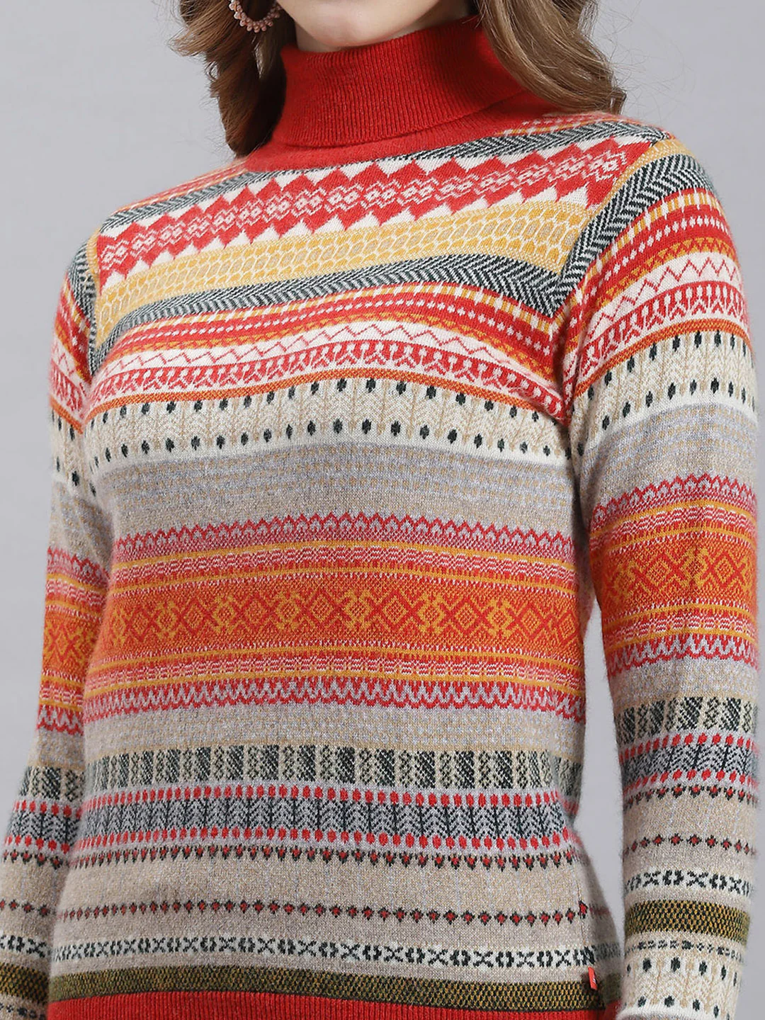 Women Orange Jaquard Top - Image 6