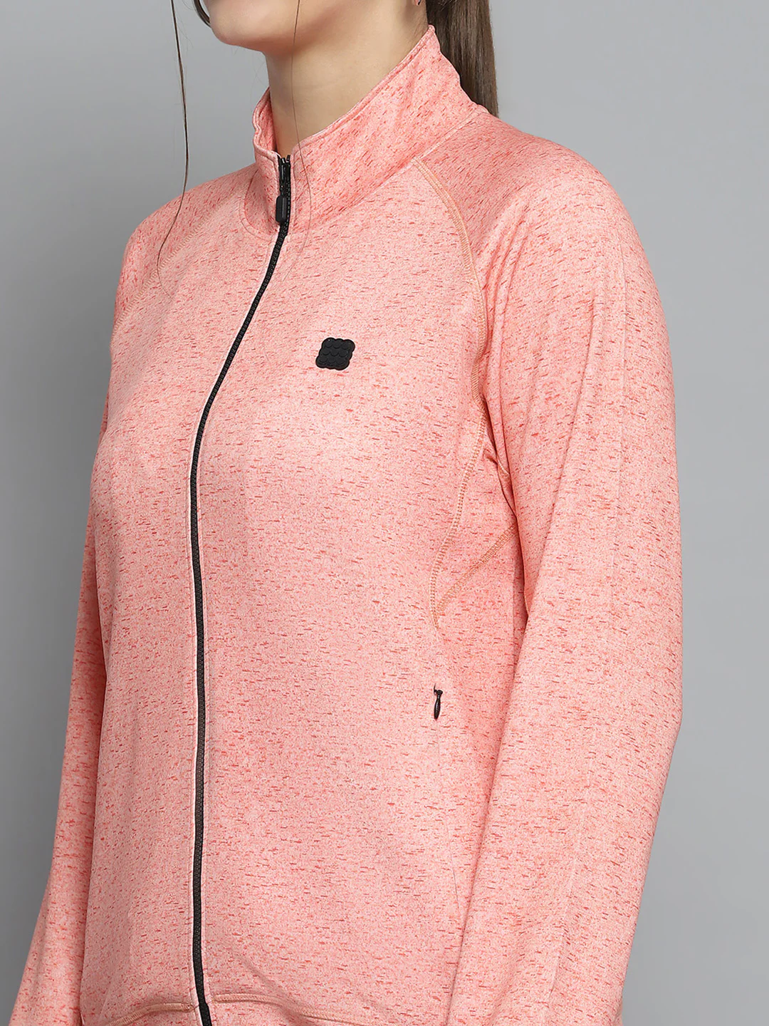 Rock.it Women Orange Printed Mock Neck Full Sleeve Sweatshirt - Image 6