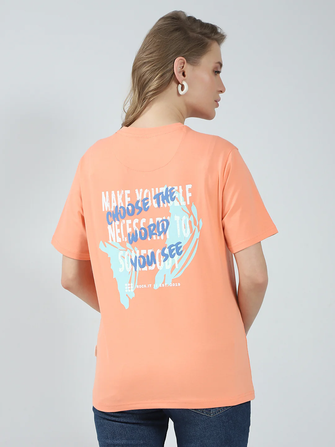Rock.it Women Orange Printed Round Neck Half Sleeve Top - Image 5