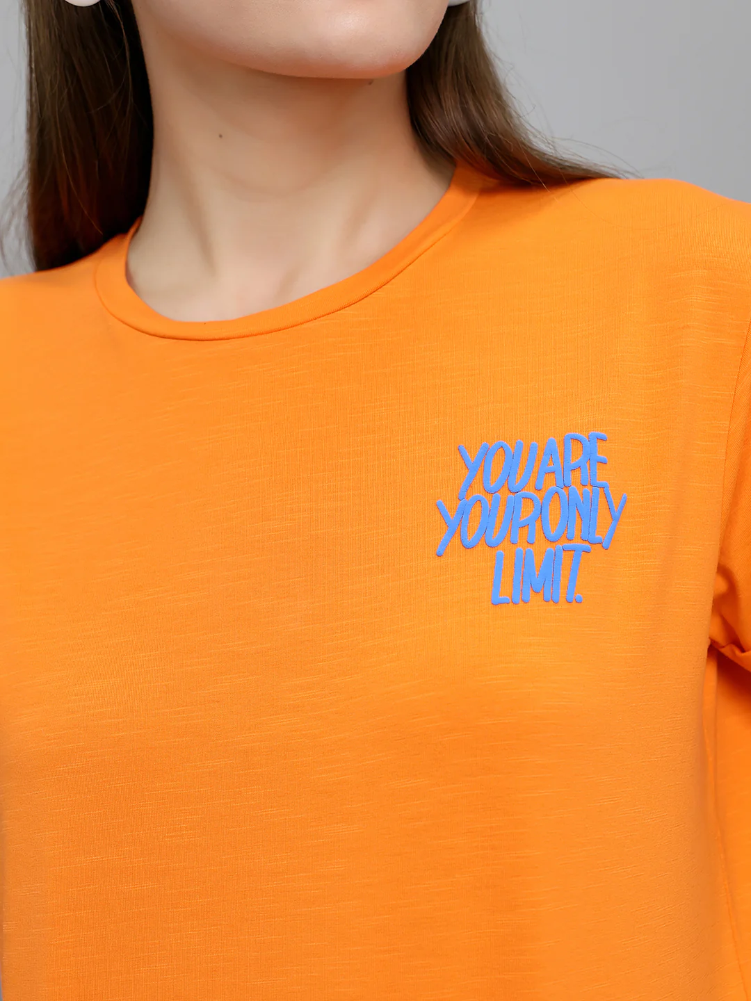 Women Orange Printed Round Neck Half Sleeve Top - Image 5