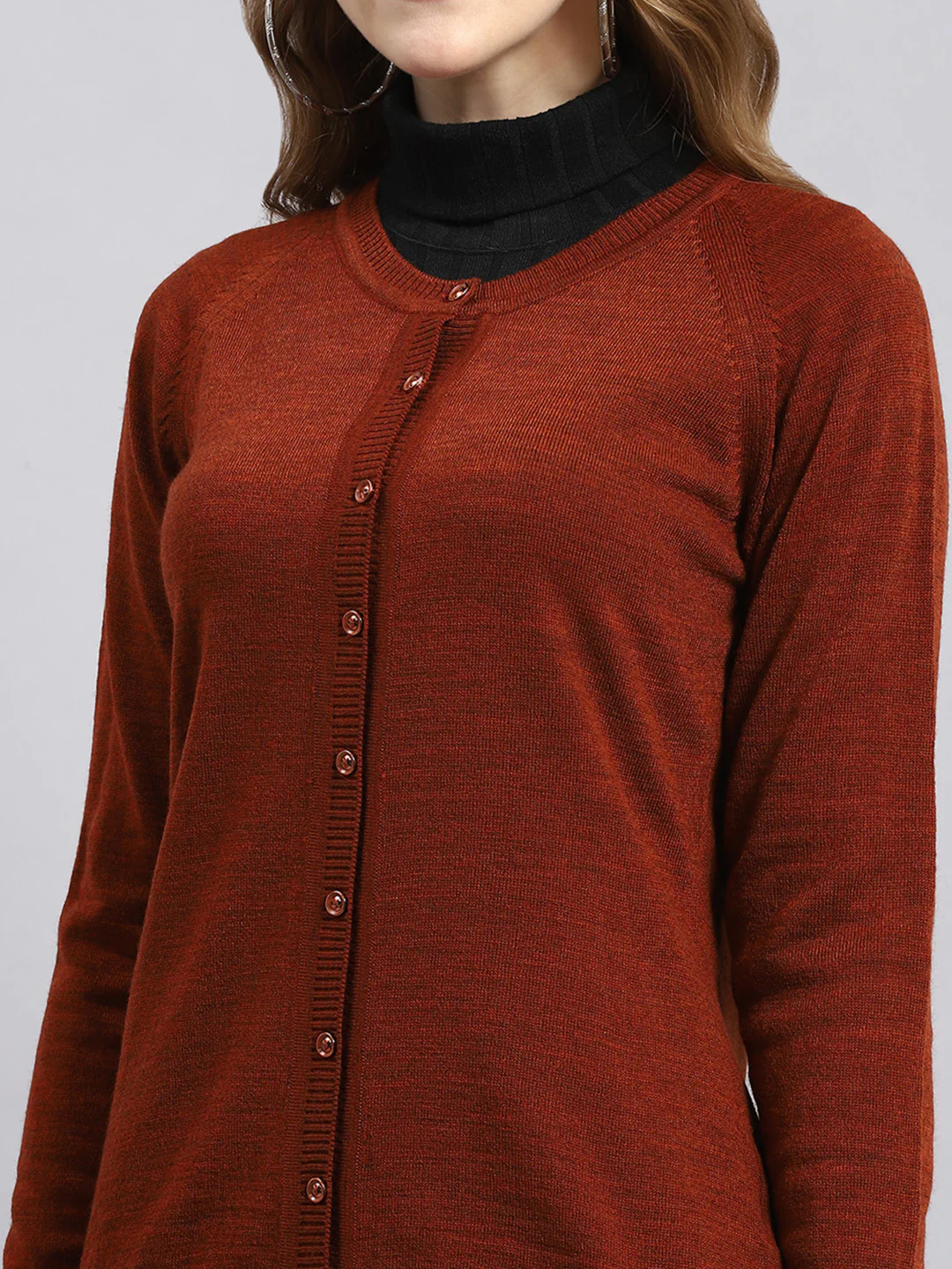 Women Orange Solid Cardigan - Image 6