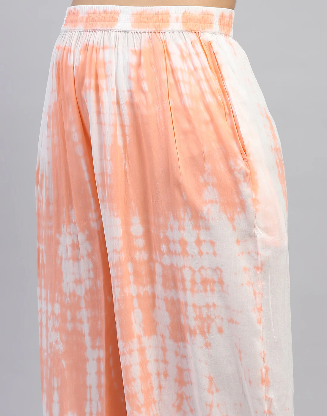 Women Peach Embroidered Mandarin collar 3/4 Sleeve Cords Set - Image 8