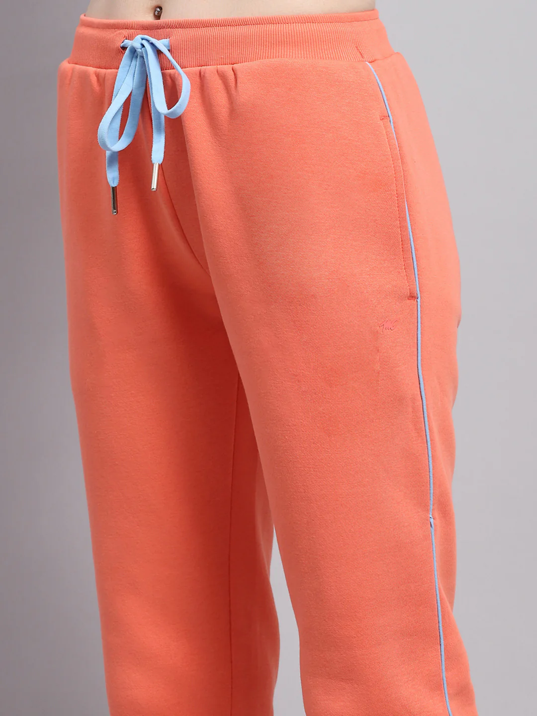 Women Peach Printed Hooded Full Sleeve Tracksuit - Image 9