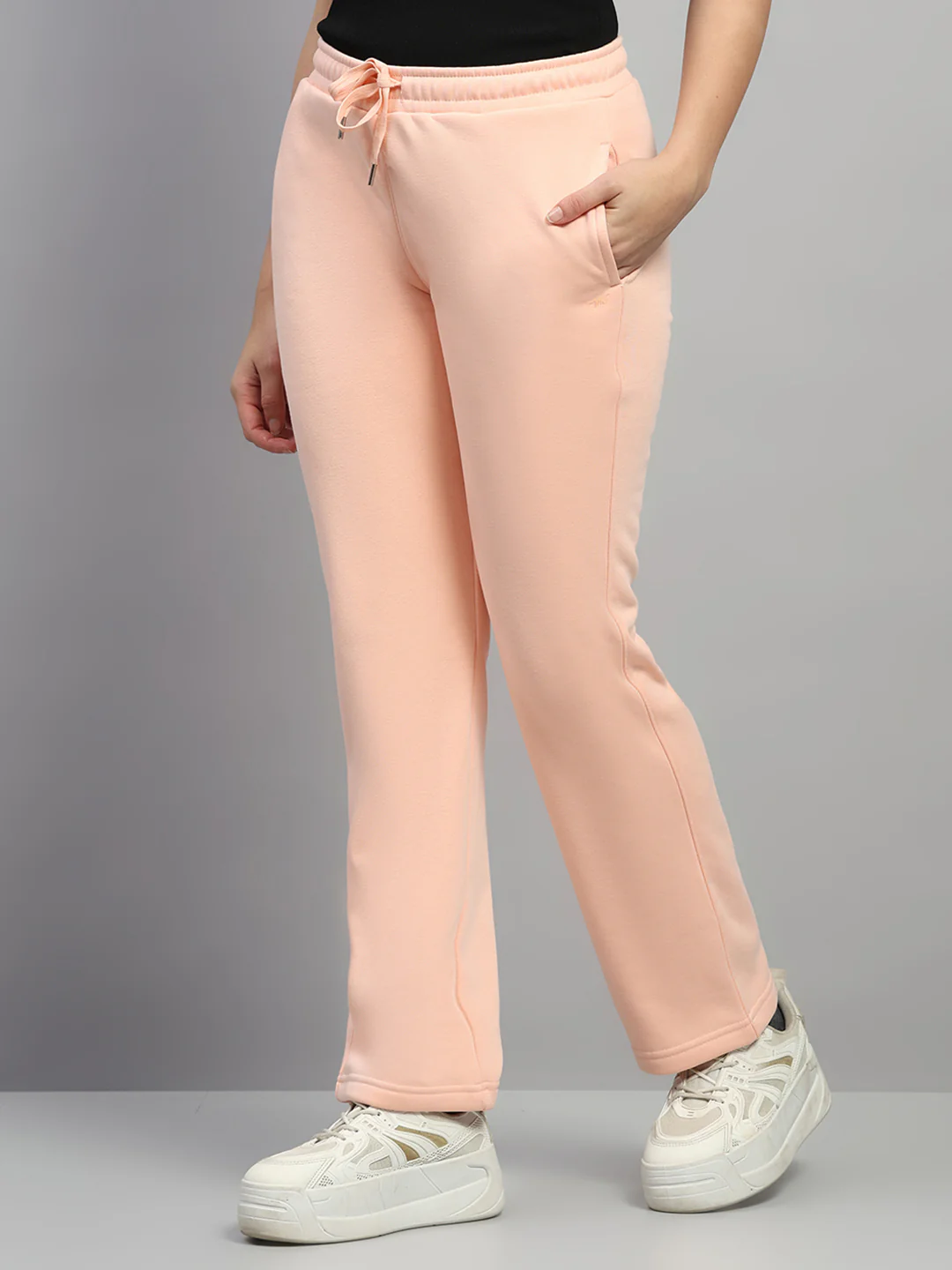 Women Peach Printed Hooded Full Sleeve Winter Tracksuit - Image 7