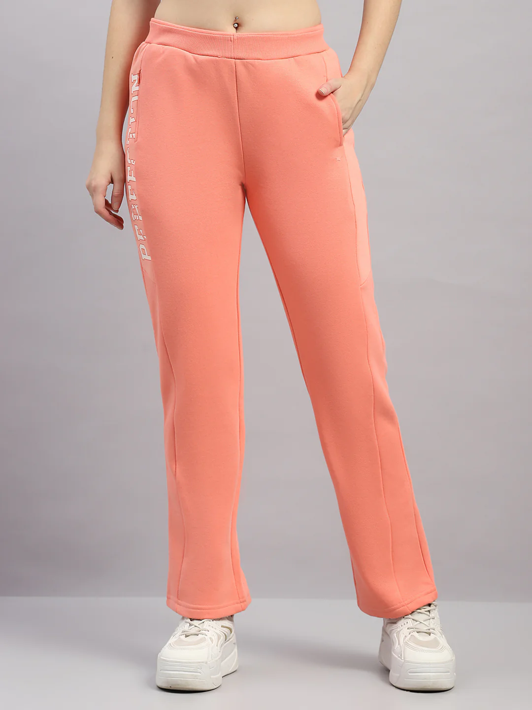 Women Peach Printed Regular Fit Winter Lower