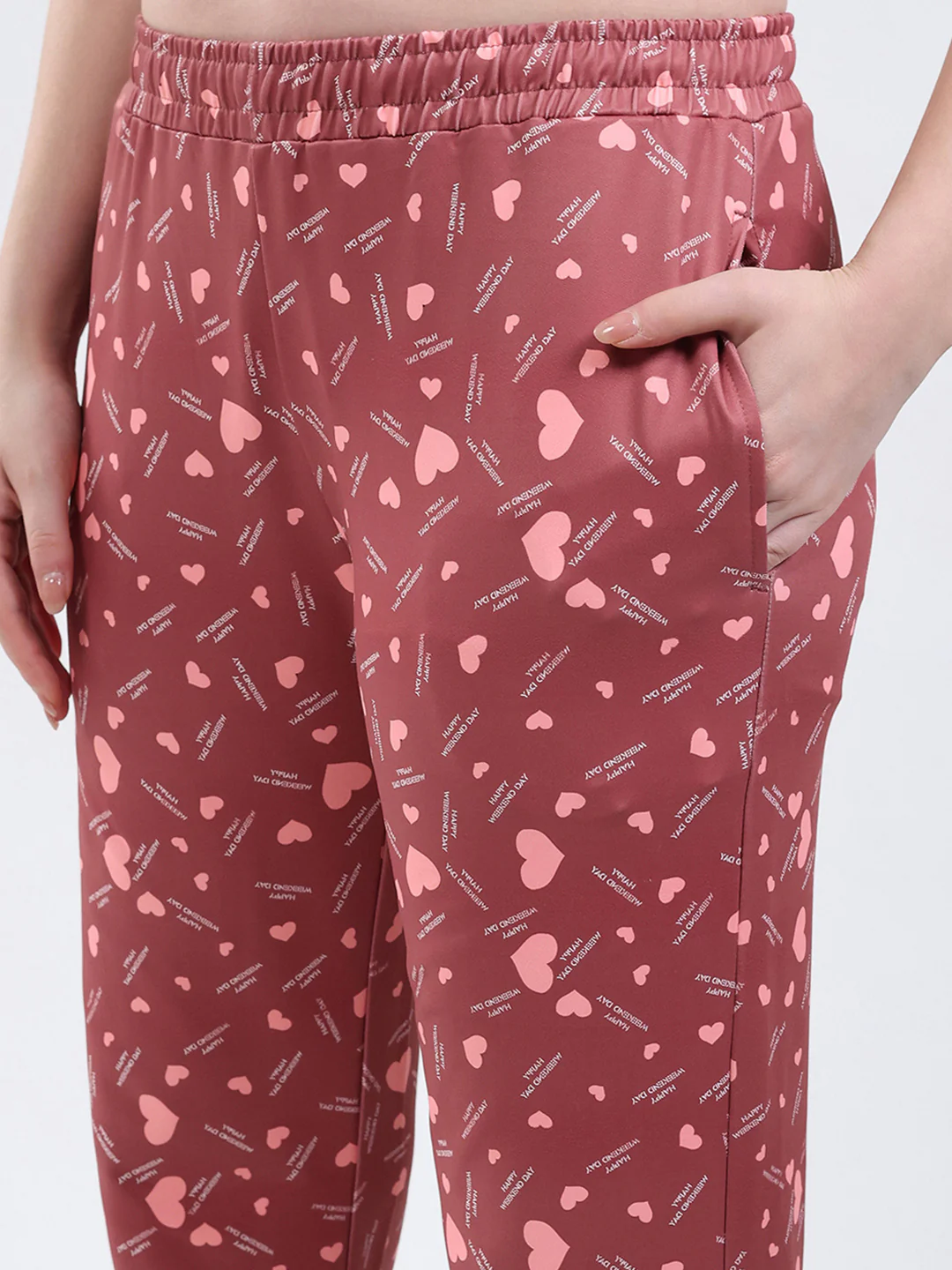 Women Peach Printed Round Neck Full Sleeve Lower Set - Image 9