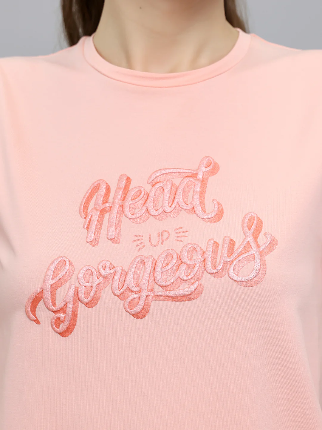 Women Peach Printed Round Neck Half Sleeve Combo 3Pc Set (Top, Shorts & Lower) - Image 6