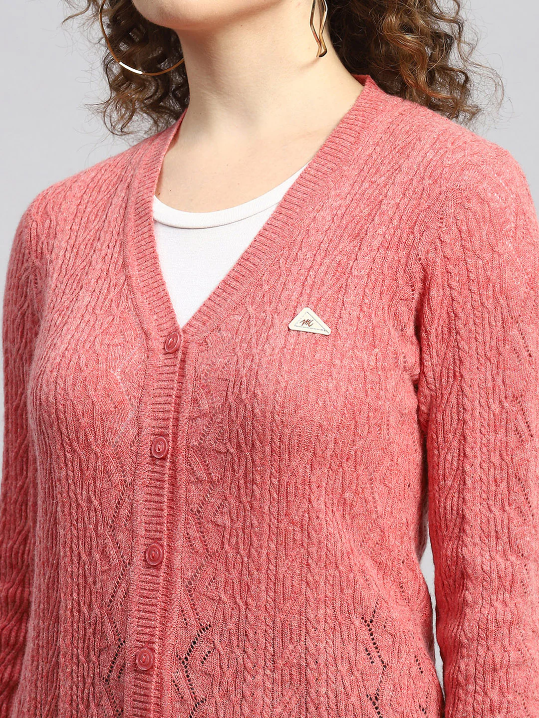 Women Peach Self Cardigan - Image 6