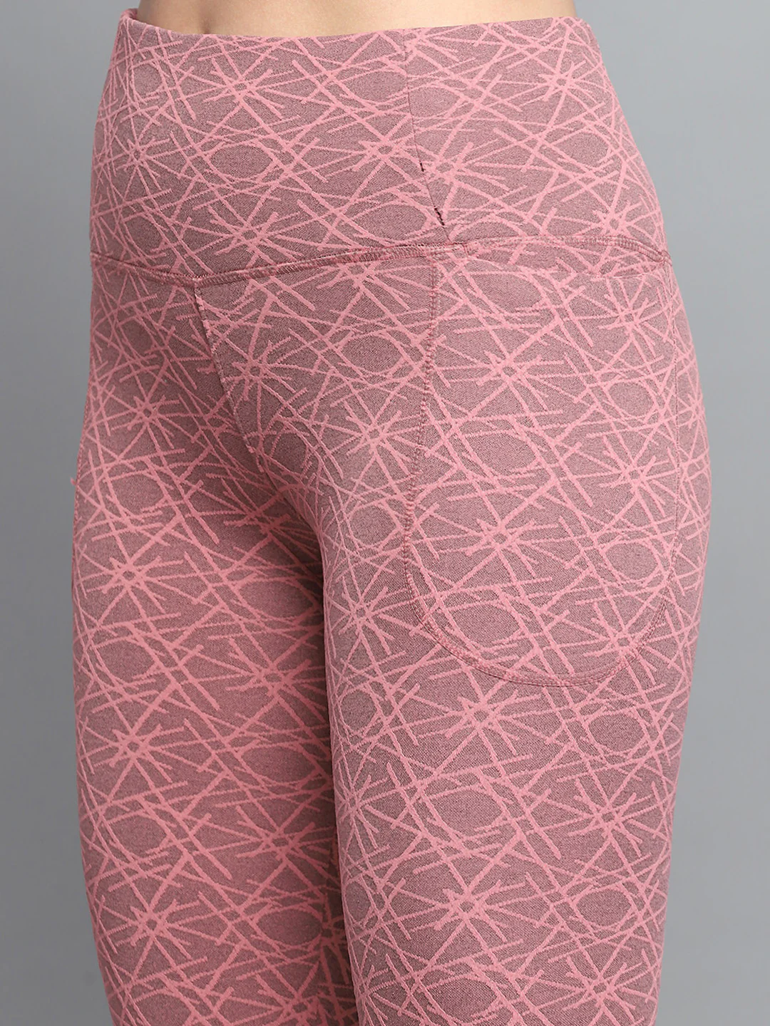 Rock.it Women Peach Self Design Round Neck Full Sleeve Tracksuit - Image 9