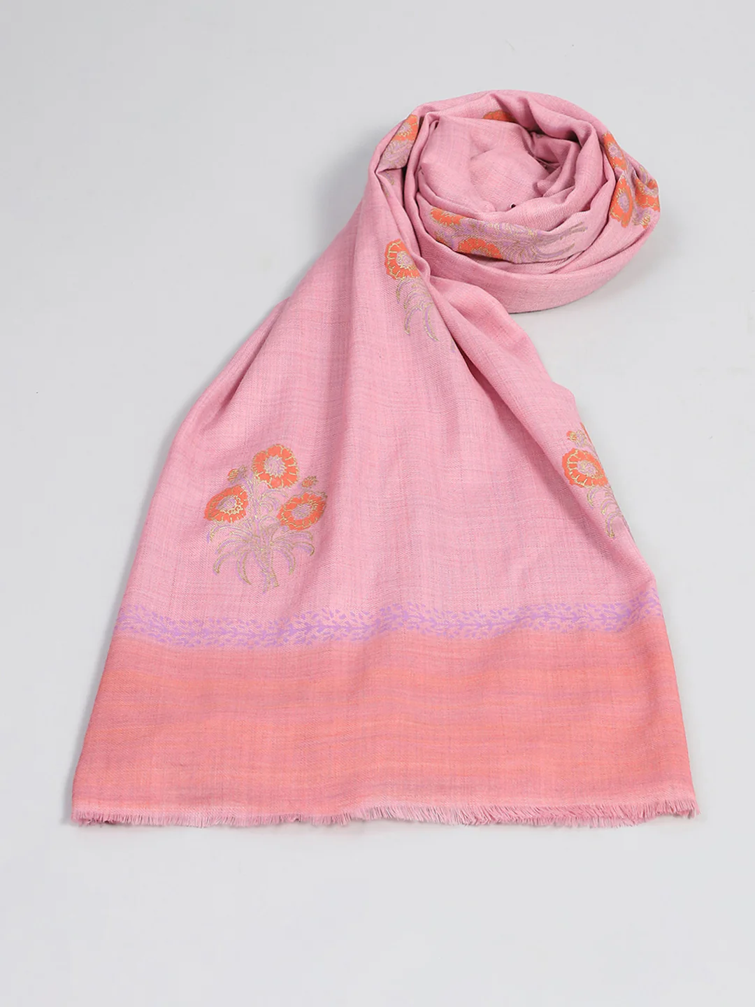 Women Peach Self Design Shawl - Image 2